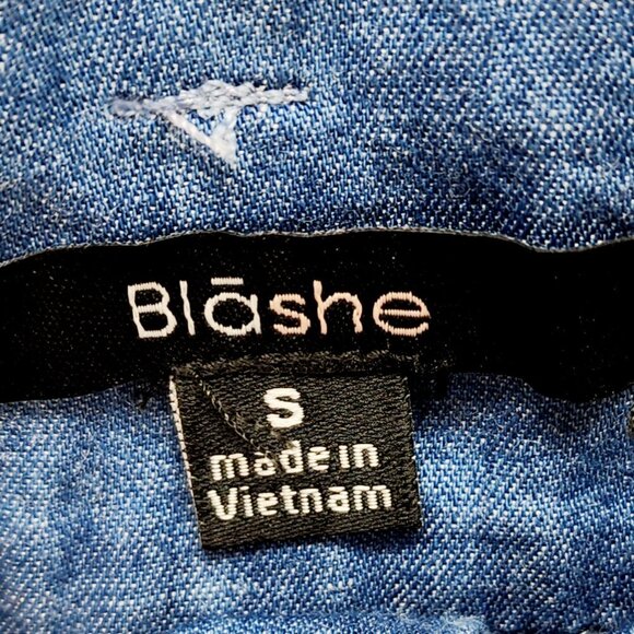 High-Waisted Denim Womens Trousers pants With Belt By Blāshe size S - Picture 3 of 10